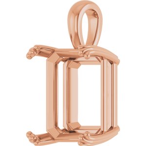 10K Rose Gold 15x13 mm Emerald Pendant Mounting – image 4