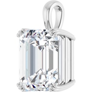 14K X1 White Gold 15x13 mm Emerald Pendant Mounting – image 3