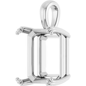 14K X1 White Gold 15x13 mm Emerald Pendant Mounting – image 4