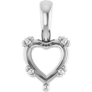 Platinum 9x9 mm Heart Pendant Mounting – image 2
