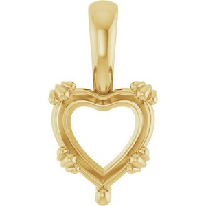 14K Yellow Gold 9x9 mm Heart Pendant Mounting – image 2