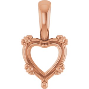 18K Rose Gold 9x9 mm Heart Pendant Mounting – image 2