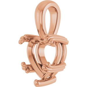 10K Rose Gold 9x9 mm Heart Pendant Mounting – image 4