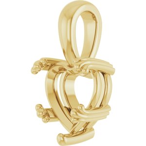 14K Yellow Gold 9x9 mm Heart Pendant Mounting – image 4