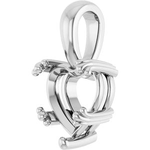 14K X1 White Gold 9x9 mm Heart Pendant Mounting – image 4