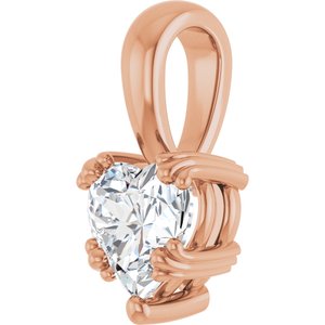 14K Rose Gold 6.5x6.5 mm Heart Pendant Mounting – image 3