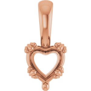 10K Rose Gold 6.5x6.5 mm Heart Pendant Mounting – image 2
