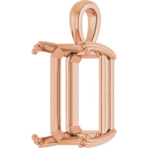 10K Rose Gold 18x13 mm Emerald Pendant Mounting – image 4