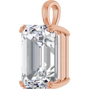 10K Rose Gold 18x13 mm Emerald Pendant Mounting – image 3