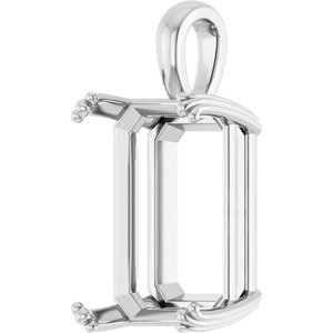 10K White Gold 18x13 mm Emerald Pendant Mounting – image 4