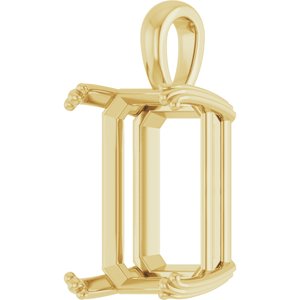 18K Yellow Gold 18x13 mm Emerald Pendant Mounting – image 4