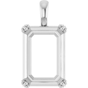 10K White Gold 18x13 mm Emerald Pendant Mounting – image 2