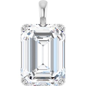 18K White Gold 18x13 mm Emerald Pendant Mounting