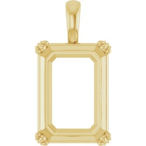 14K Yellow Gold 18x13 mm Emerald Pendant Mounting – image 2