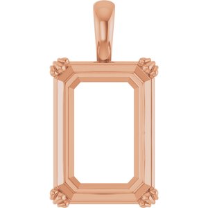 10K Rose Gold 18x13 mm Emerald Pendant Mounting – image 2