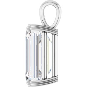 10K White Gold 18x13 mm Emerald Pendant Mounting – image 5