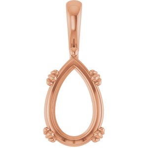14K Rose Gold 15x10 mm Pear Pendant Mounting – image 2