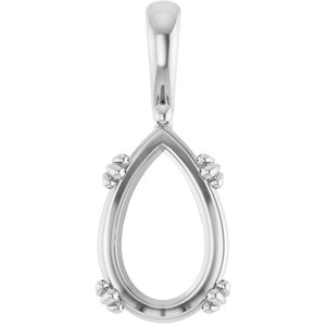 Platinum 15x10 mm Pear Pendant Mounting – image 2