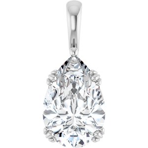 18K White Gold 15x10 mm Pear Pendant Mounting