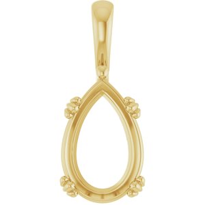 10K Yellow Gold 15x10 mm Pear Pendant Mounting – image 2