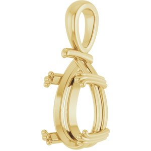 10K Yellow Gold 15x10 mm Pear Pendant Mounting – image 4