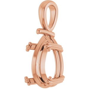 14K Rose Gold 15x10 mm Pear Pendant Mounting – image 4