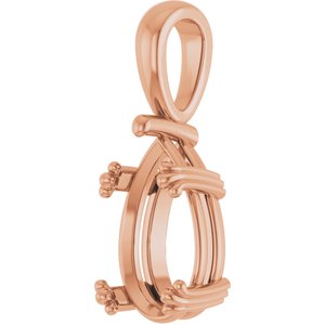 10K Rose Gold 13x8 mm Pear Pendant Mounting – image 4