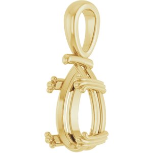 14K Yellow Gold 13x8 mm Pear Pendant Mounting – image 4