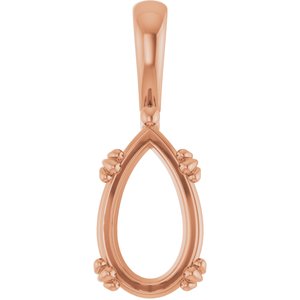 10K Rose Gold 13x8 mm Pear Pendant Mounting – image 2