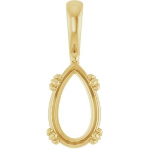 14K Yellow Gold 13x8 mm Pear Pendant Mounting – image 2