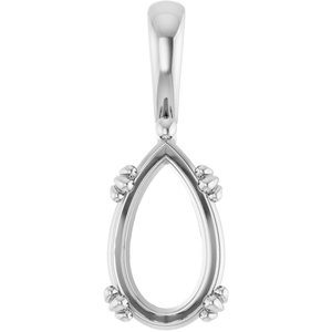 14K White Gold 13x8 mm Pear Pendant Mounting – image 2