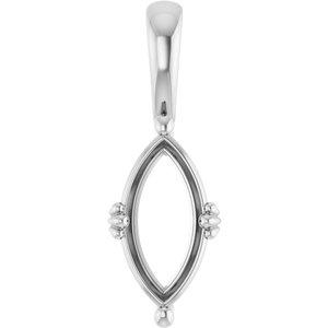 10K White Gold 12x6 mm Marquise Pendant Mounting – image 2