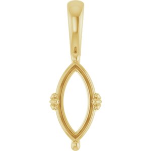 18K Yellow Gold 12x6 mm Marquise Pendant Mounting – image 2
