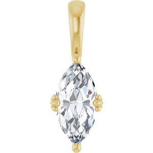 18K Yellow Gold 12x6 mm Marquise Pendant Mounting