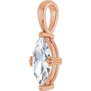 18K Rose Gold 12x6 mm Marquise Pendant Mounting – image 3