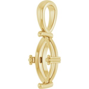 18K Yellow Gold 12x6 mm Marquise Pendant Mounting – image 4