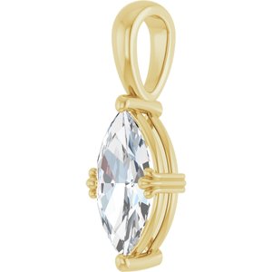 18K Yellow Gold 12x6 mm Marquise Pendant Mounting – image 3