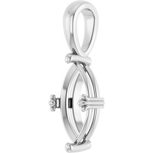 10K White Gold 12x6 mm Marquise Pendant Mounting – image 4