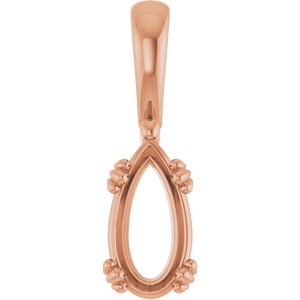 14K Rose Gold 10.5x5.5 mm Pear Pendant Mounting – image 2