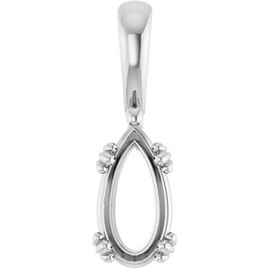 14K X1 White Gold 10.5x5.5 mm Pear Pendant Mounting – image 2