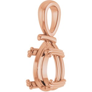 18K Rose Gold 12x8 mm Pear Pendant Mounting – image 4