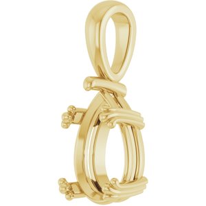 14K Yellow Gold 12x8 mm Pear Pendant Mounting – image 4