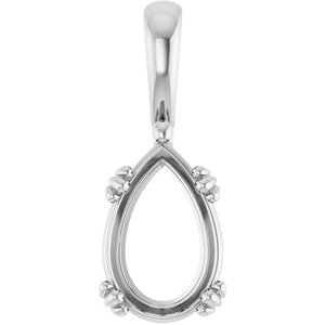 10K White Gold 12x8 mm Pear Pendant Mounting – image 2