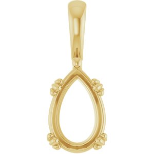 10K Yellow Gold 12x8 mm Pear Pendant Mounting – image 2