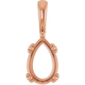 14K Rose Gold 12x8 mm Pear Pendant Mounting – image 2