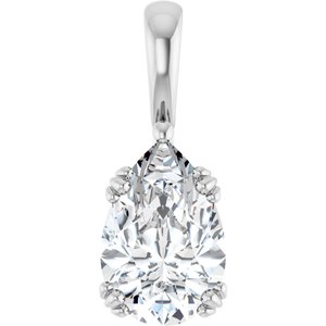 10K White Gold 12x8 mm Pear Pendant Mounting