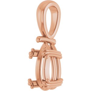 14K Rose Gold 10.5x5.5 mm Pear Pendant Mounting – image 4