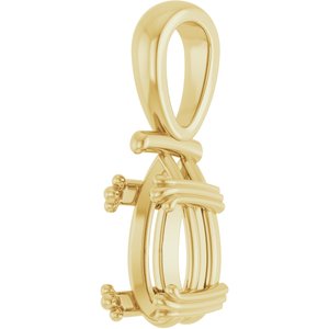 14K Yellow Gold 10.5x5.5 mm Pear Pendant Mounting – image 4