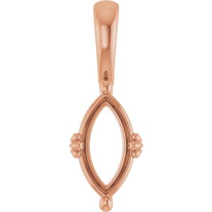 10K Rose Gold 10.5x5.5 mm Marquise Pendant Mounting – image 2