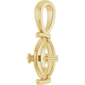 18K Yellow Gold 10.5x5.5 mm Marquise Pendant Mounting – image 4